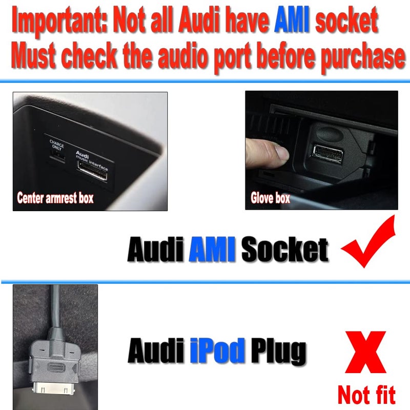 Yoper Bluetooth 5.0 Adapter Compatible with Audi A3 A4 A5 A6 A7 S3 S4 Q3 Q5 Q7 Volkswagen VW Skoda 2G 3G 3G+ AMI MMI Port Cable Music Play Connector Works with Apple iPhone iPod Android Device - Image 2
